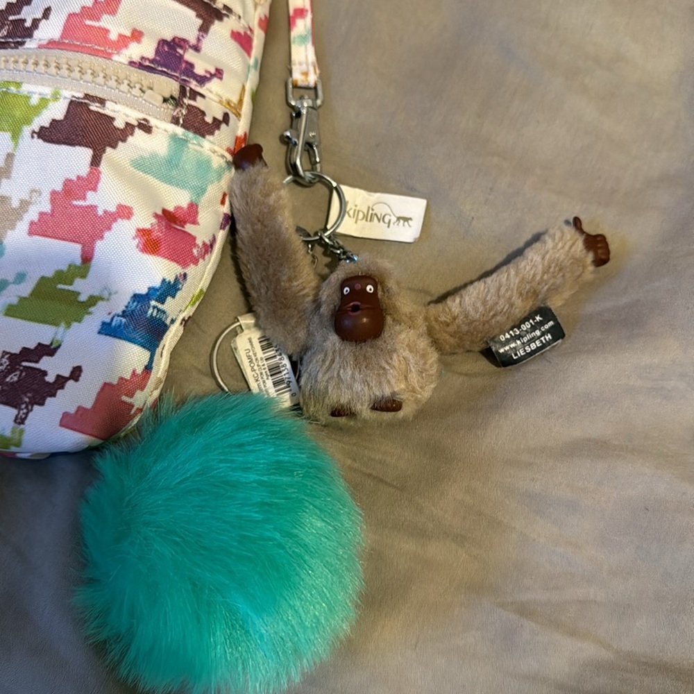 Kipling Multi Zip Houndstooth Multi Color Crossbo… - image 4